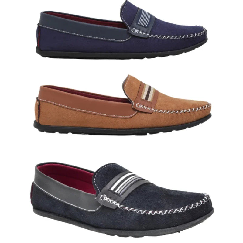 Kit com 3 Pares de Mocassim Masculino em Camurça