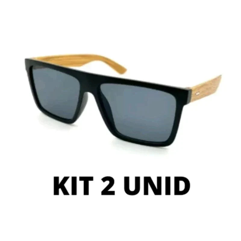 Kit 2 Óculos de Sol Masculinos em Madeira Bambu