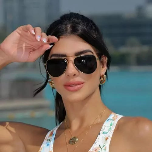 Óculos de Sol Aviador Lente Preta com Proteção UV400