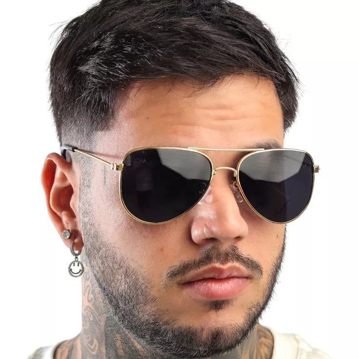 Óculos de Sol Aviador Lente Preta com Proteção UV400