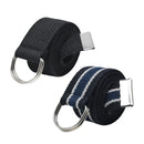 Loja men's canvas belt kit with two black and striped belts featuring silver metal buckle rings
