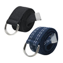 Loja men's canvas belt kit with black and navy blue durable fabric belts and silver metal D-ring buckles