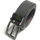 Loja men's shiny leather belt with black polished buckle and smooth finish