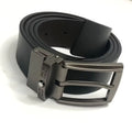 Men's shiny leather belt with metal buckle in black by Loja