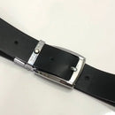 Loja men's shiny leather belt in black with silver buckle for stylish and elegant wear